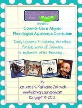 Preview of Phonological Awareness Curriculum: Text Based & Common Core - January Bundle