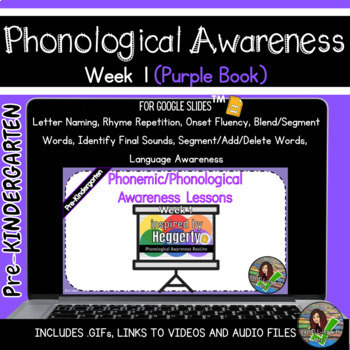 Preview of Phonological Awareness Heggerty Inspired Week 1 Pre-k Purple Book