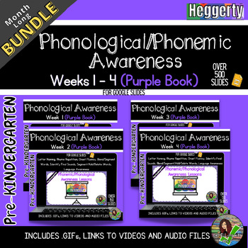 Preview of Phonological Awareness Heggerty Inspired Weeks 1-4 Pre-k Purple Book
