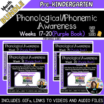 Preview of Phonological Awareness Heggerty Inspired Weeks 17-20 Pre-k Purple Book