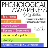 Phonological Awareness NO PREP Daily Drills Bundle