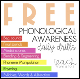 Phonological Awareness No Prep Daily Drills FREE