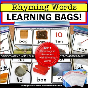 Preview of Phonological Awareness RHYMING WORDS Learning Bag for Special Education SET 1