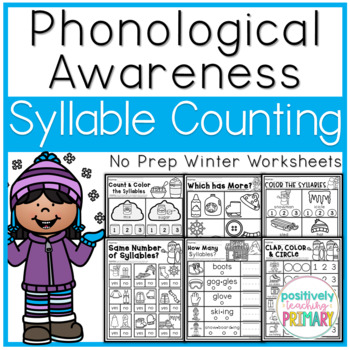 syllable winter worksheet kindergarten