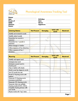 Preview of Phonological Awareness Tracking Tool for Speech Therapy and SPED Classrooms