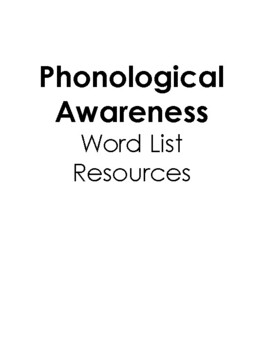 Preview of Phonological Awareness Word Lists