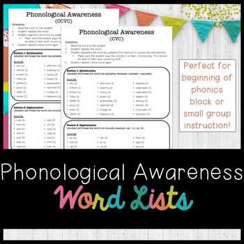 Preview of Phonological Awareness Word Lists