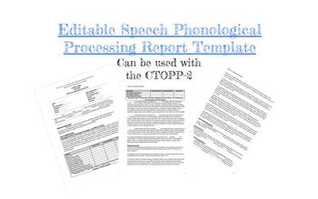 Preview of Phonological Processing Speech Therapy Report Template (CTOPP-2 [ages 7-24])