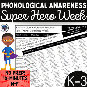Preview of Phonological and Phonemic Awareness Daily 10 Minute Practice Superhero Week