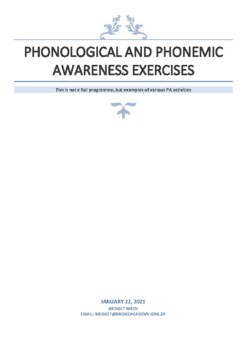 Preview of Phonological and Phonemic Awareness Exercises