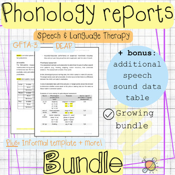 Preview of Phonology assessment report templates BUNDLE DEAP GFTA-3 Speech language therapy