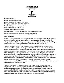 Phosphorus Handout And Article