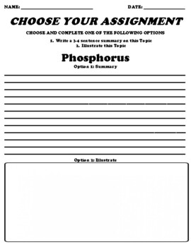 Preview of Phosphorus UDL Choice Board Worksheet