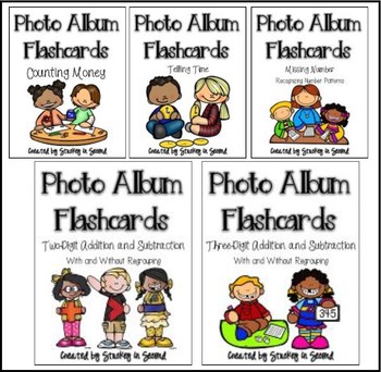 Preview of Photo Album Flashcards: 2nd Grade Math BUNDLE