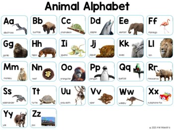 Photo Alphabet ABC Animal Posters, Cards, & Chart by AW Maestra | TpT