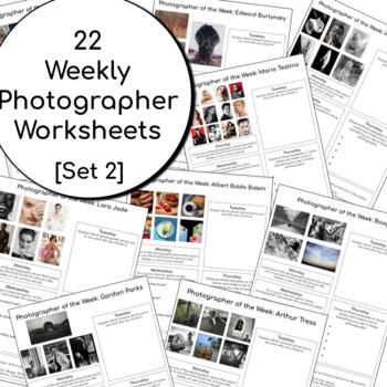 Preview of Photo Bellringer (Set 2) - Weekly Photographer Worksheets - Distance Learning