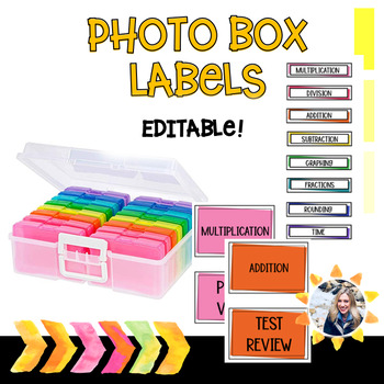 Preview of Photo Box Labels (Editable) Center organization