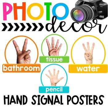 Preview of Photo Classroom Theme Decor - Hand Signal Posters
