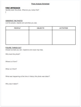 Preview of Photo/Image analysis worksheet