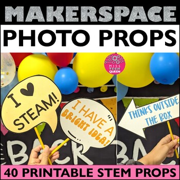 Preview of Photo Props STEM Class Party Makerspace Decor Photo Booth Props Back to School