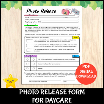 Preview of Photo & Video Release Form | Daycare, Childcare, Photo Permission Template