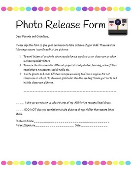 Preview of Photo release form - English & Spanish