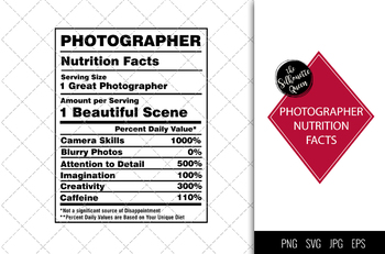 Preview of Photographer Nutrition facts svg – Nutrition svg –Photographer facts clipart