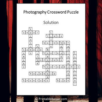 Photography Crossword Puzzle Worksheet Activity by Crossword Corner