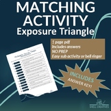 Photography Exposure Triangle Matching Worksheet - NO PREP
