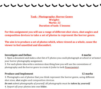 Preview of Photography: Horror Genre Task 
