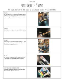 Preview of Photography beginner assignment - distance remote learning sub plan