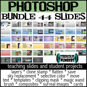 Preview of Photoshop CC BUNDLE Instruction and Student Projects/Activities Google Slides