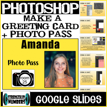 Preview of Photoshop CC Make a Card + Photo Name Badge Google Slides Lesson and Assignment