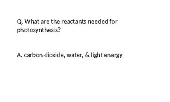 Preview of Photosynthesis & Cellular Respiration Flashcards