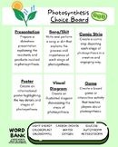 Photosynthesis Choice Board Project  - Vocabulary Review -