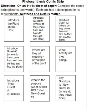 Preview of Photosynthesis Comic Strip