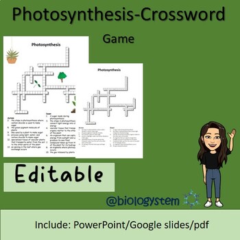 Preview of Photosynthesis-Crossword Game