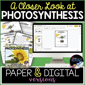 Preview of Photosynthesis Differentiated Reading Comprehension Passages, Digital and Paper