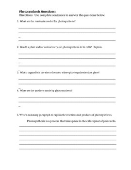 Photosynthesis for Life Science by Paige Lam | TPT