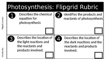 Preview of Photosynthesis Flipgrid Rubric