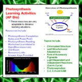 Photosynthesis Learning Package for AP Biology (Distance Learning)