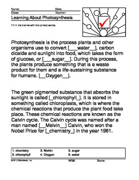 Photosynthesis Printable Worksheet Bundle by Lesson Machine | TpT