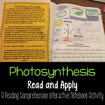 Preview of Photosynthesis Read and Apply Interactive Notebook {NGSS MS-LS1-7}