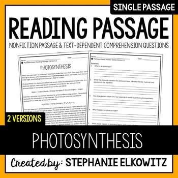 Preview of Photosynthesis Reading Passage | Printable & Digital