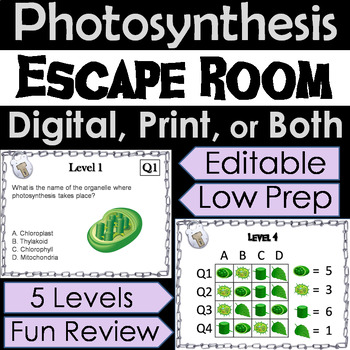 Preview of Photosynthesis Activity: Escape Room Breakout Review (Digital, Print, or Both)
