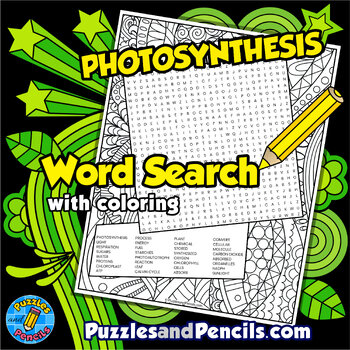 Preview of Photosynthesis Word Search Puzzle with Coloring | Plant Biology Wordsearch