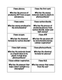 Photosynthesis and Cellular Respiration "I have, who has?" Game