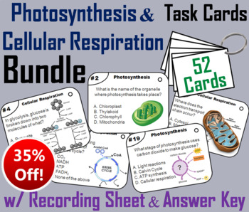 Preview of Photosynthesis and Cellular Respiration Task Card  Activities Bundle