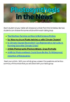Preview of Photosynthesis in the News