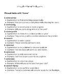 Phrasal Verb COME Definitions, Examples, Fill in the Blank